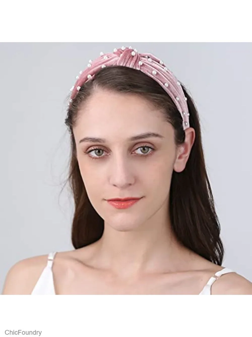 10 Pcs Knotted Headbands Velvet Chiffon Satin Pearl Wrap